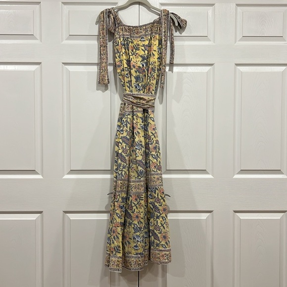 SUE SARTOR Annabel Dress Womens Floral Yellow Blue Size Small - Picture 6 of 10